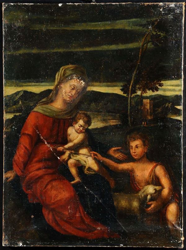 Scuola del XVIII secolo Madonna col Bambino e San Giovannino