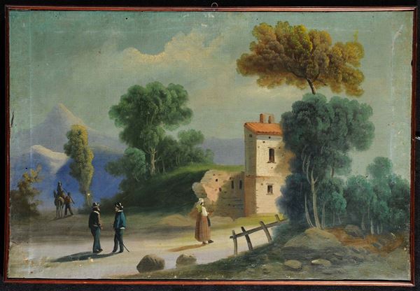 Scuola della fine del XIX secolo Paesaggi con figure