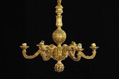 Lampadarietto in Bronzo Dorato a Sei Luci, XIX Secolo