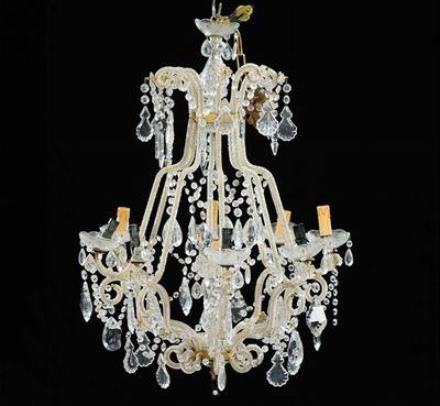 Lampadarietto con Perline in Vetro a Dieci Luci, XX Secolo