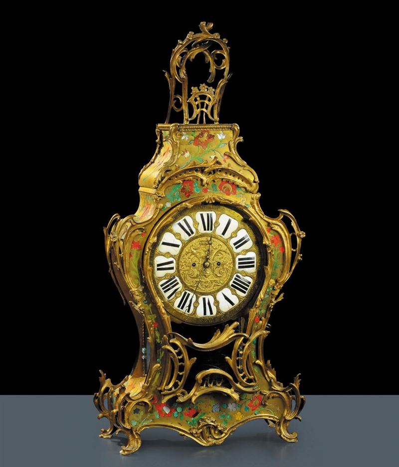 Pendola da tavolo lastronata in bronzo dorato, Londra XIX secolo  - Auction Antiquariato, Argenti e Dipinti Antichi - Cambi Casa d'Aste