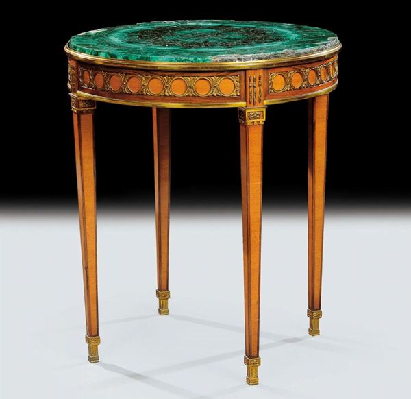 Tavolino circolare con piano in malachite, XIX secolo