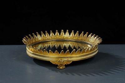 Centrotavola Circolare Carlo X in Bronzo Dorato, XIX Secolo