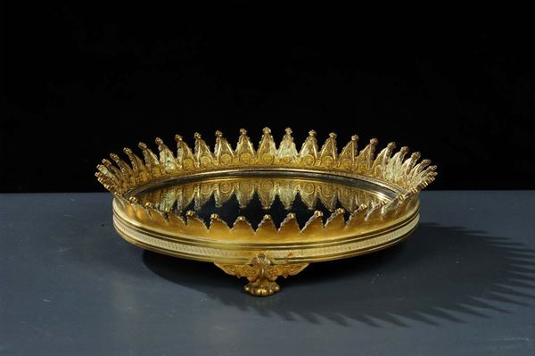 Centrotavola circolare Carlo X in bronzo dorato, XIX secolo