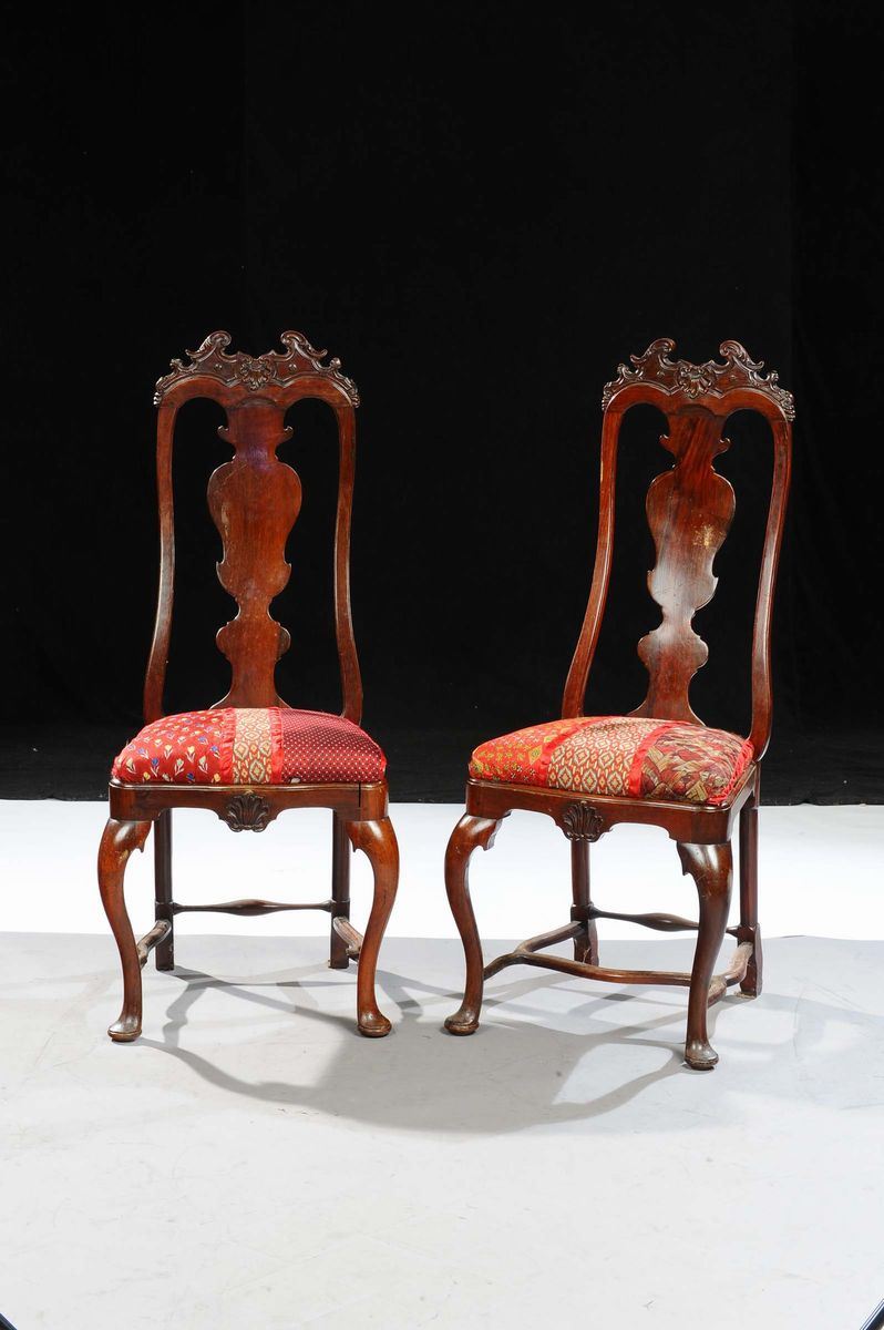 Coppia di sedie in mogano, Inghilterra XVIII secolo  - Auction Antiquariato, Argenti e Dipinti Antichi - Cambi Casa d'Aste