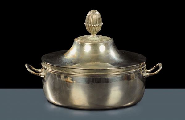Paiola biansata in argento con coperchio, Firenze primo quarto XIX secolo