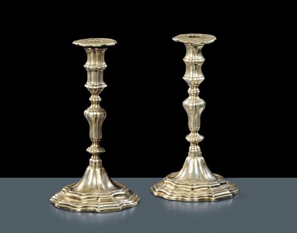 Coppia di candelieri in argento, Firenze seconda metˆ XVIII secolo