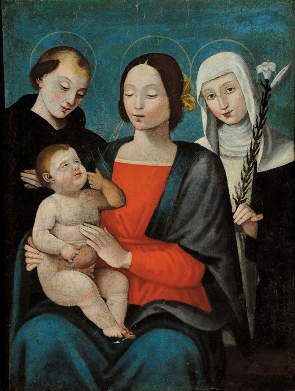 Scuola Italiana del XVI secolo Madonna con Bambino e Santi