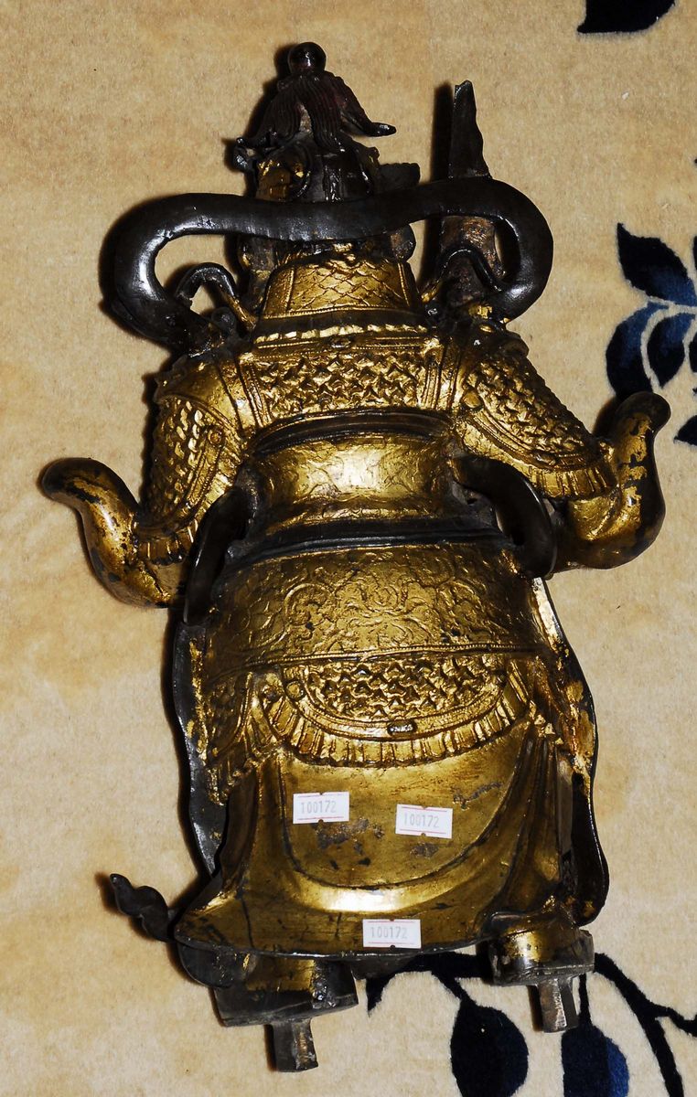 Guardia di Buddha in Bronzo Dorato, Cina Epoca Ming