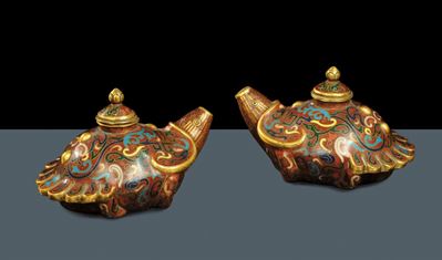 Coppia di Piccole Tartarughe in Smalti Cloisonnè, Cina XIX Secolo