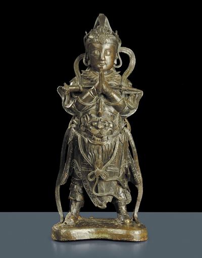Grande Statua in Bronzo Raffigurante Dio Cinese della Guerra e Protettore della Casa, Riferibile ...