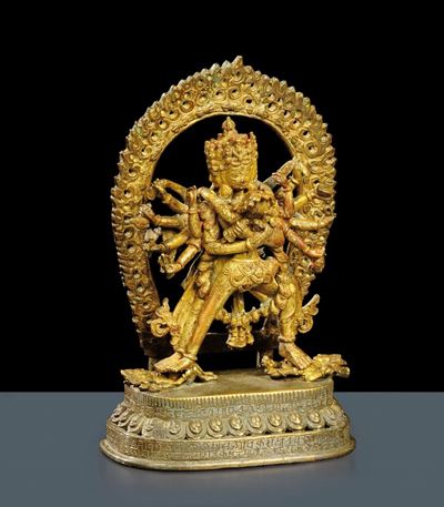 Hevajra e Sacty in Yab-yum (unione Sensuale) in Bronzo, Nepal XVIII Secolo