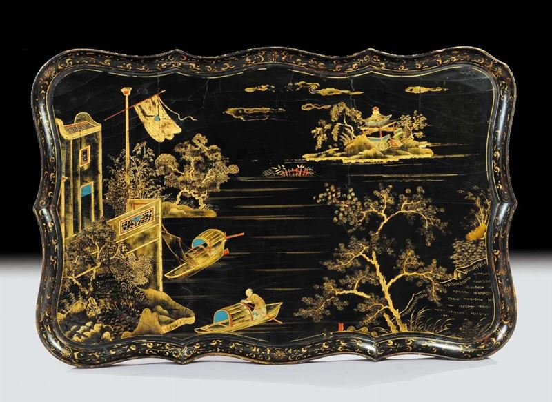 Grande vassoio in lacca, Cina XVIII secolo  - Auction Oriental Art - Cambi Casa d'Aste