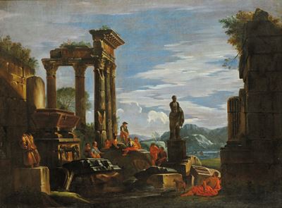 Giovani Ghisolfi (1623-1683)veduta di Rovine Architettoniche Antiche