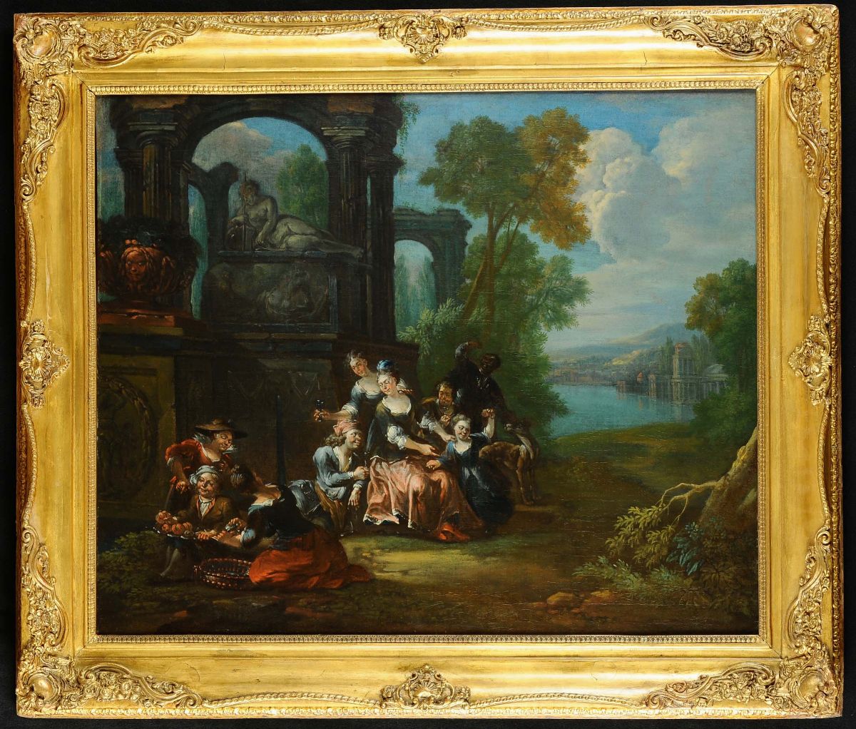 Jan Weenix (1640-1719)paesaggio con Architetture Classiche e Figure