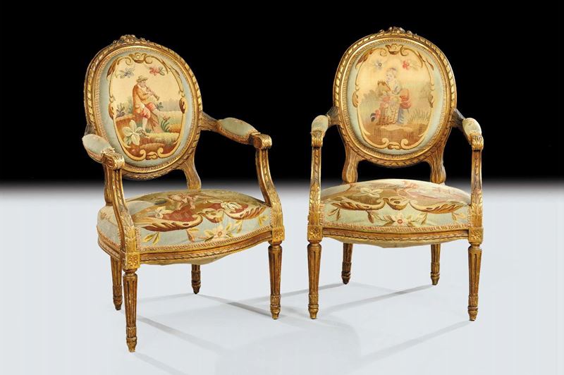 Coppia di poltrone Napoleone III, XIX secolo  - Asta Antiquariato, Argenti e Dipinti Antichi - Cambi Casa d'Aste