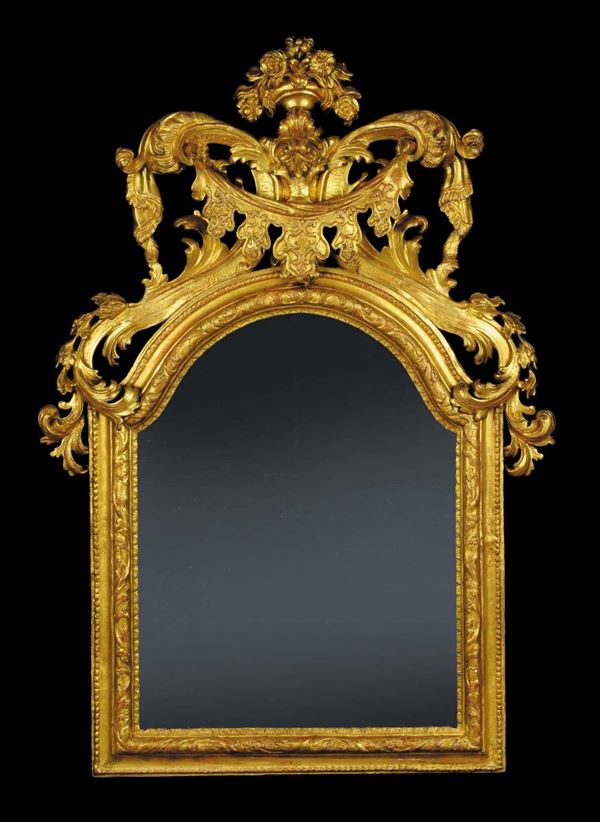Specchiera intagliata e dorata, Veneto, XVIII secolo