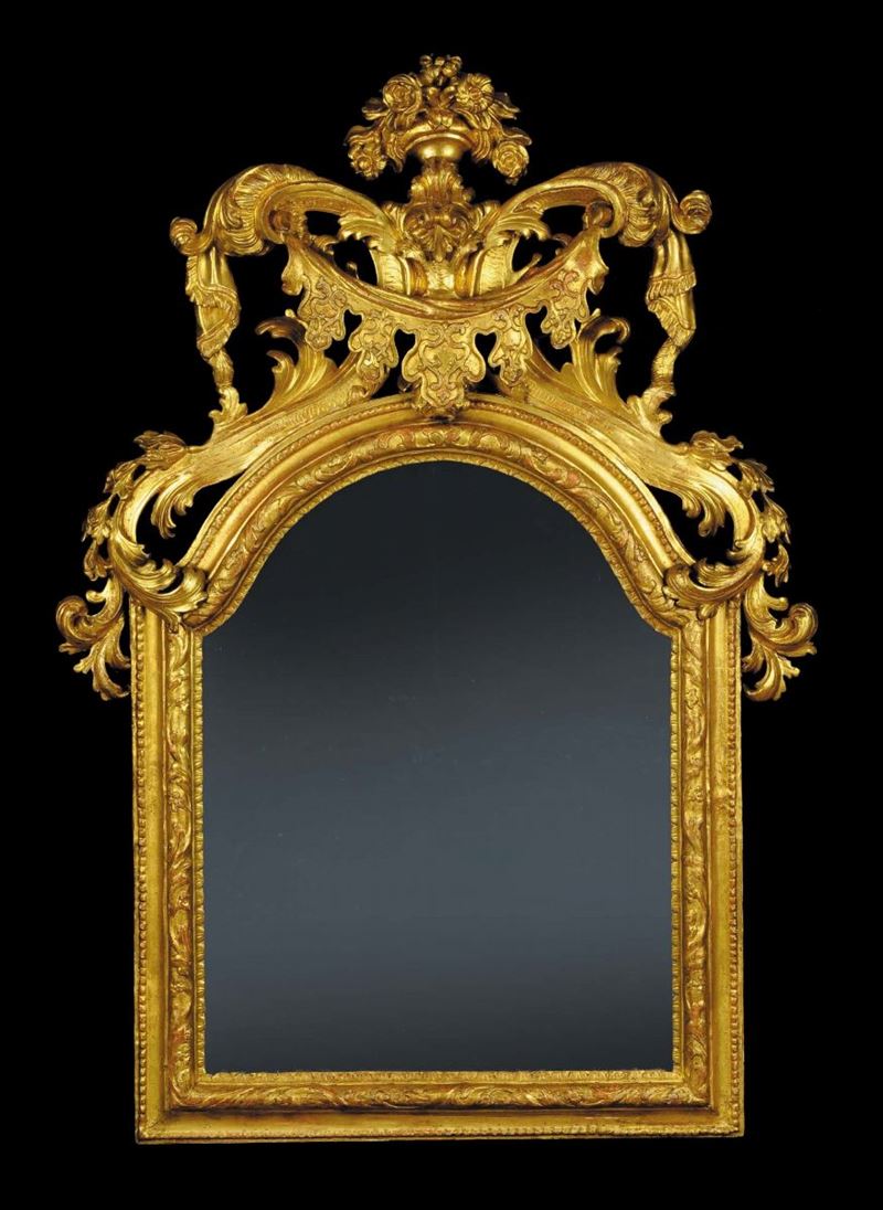 Specchiera intagliata e dorata, Veneto, XVIII secolo  - Asta Antiquariato, Argenti e Dipinti Antichi - Cambi Casa d'Aste