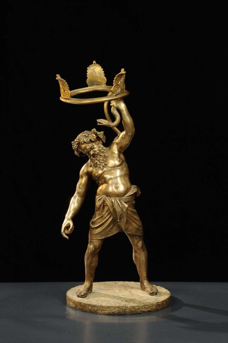 Bacco in bronzo dorato, XIX secolo  - Auction Antiquariato, Argenti e Dipinti Antichi - Cambi Casa d'Aste