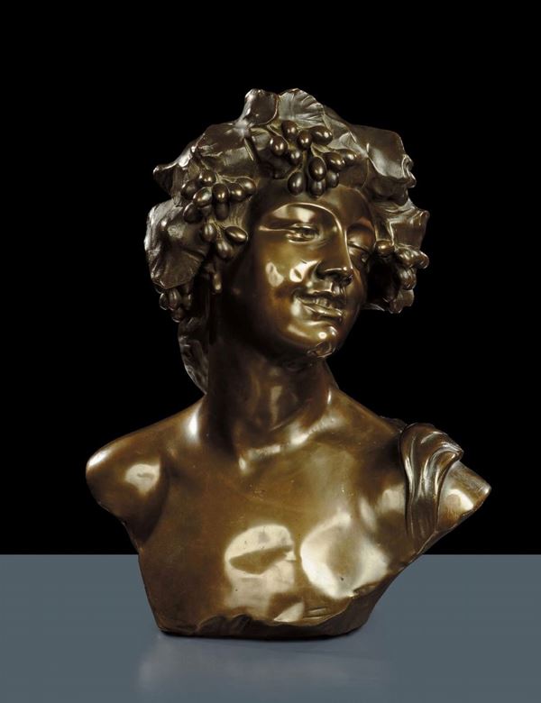 Busto di satiro in bronzo brunito, XIX secolo