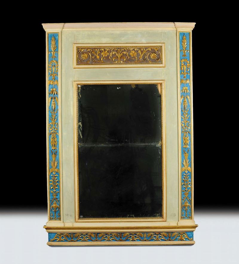 Specchiera in stile Luigi XVI laccata e dorata, Genova, XIX secolo  - Asta Antiquariato, Argenti e Dipinti Antichi - Cambi Casa d'Aste