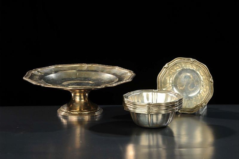 Lotto composto da nove coppette e alzatina in argento  - Asta Antiquariato, Argenti e Dipinti Antichi - Cambi Casa d'Aste