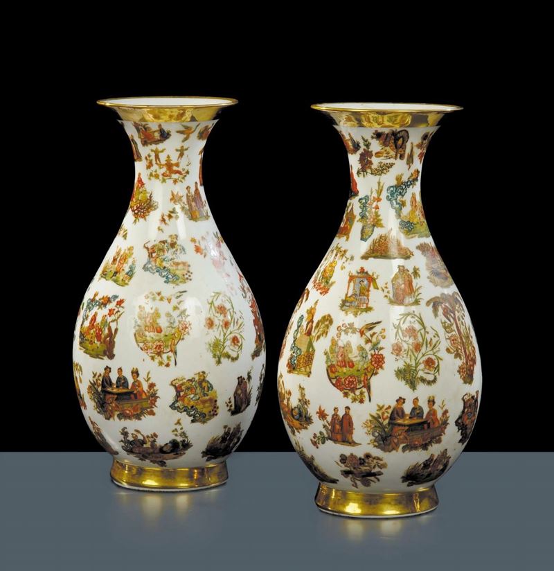 Coppia di vasi in porcellana, XIX secolo  - Asta Antiquariato, Argenti e Dipinti Antichi - Cambi Casa d'Aste