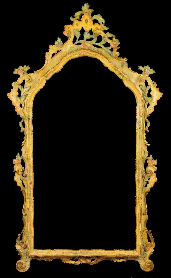 Specchiera Luigi XV in legno intagliato e laccato, Venezia XVIII secolo