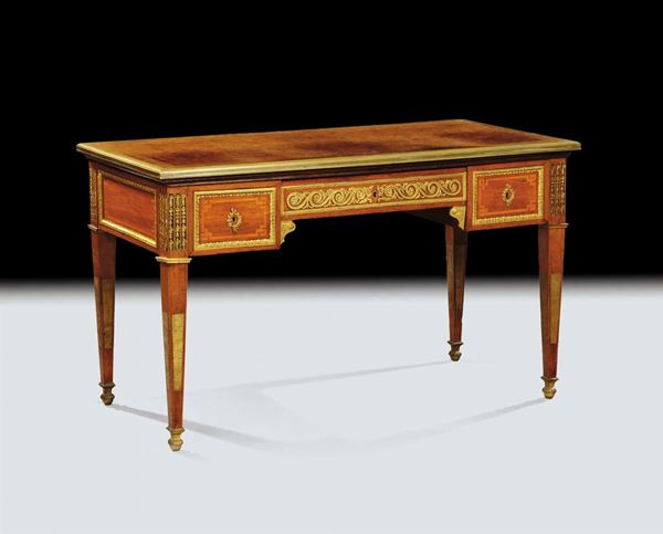 Scrivania Napoleone III da centro interamente lastronata, Francia XIX secolo