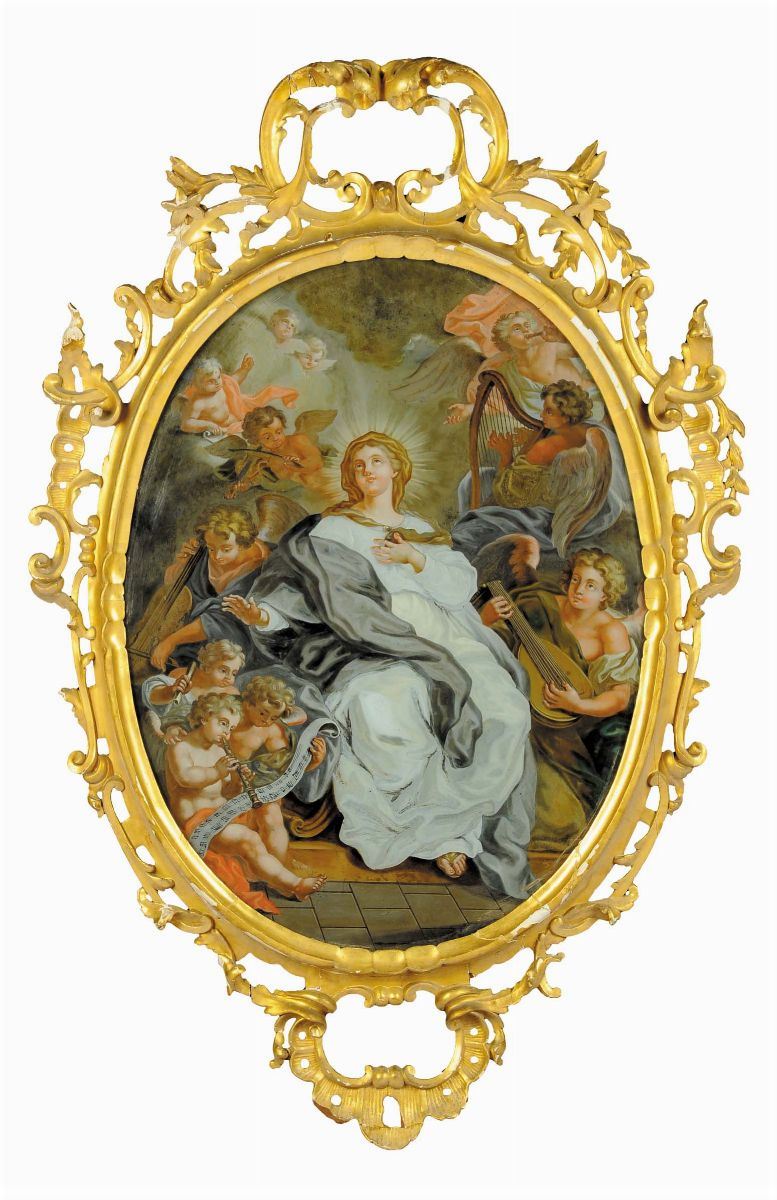 Scuola del XVIII secolo Santa tra Angeli  - Auction Antiquariato, Argenti e Dipinti Antichi - Cambi Casa d'Aste