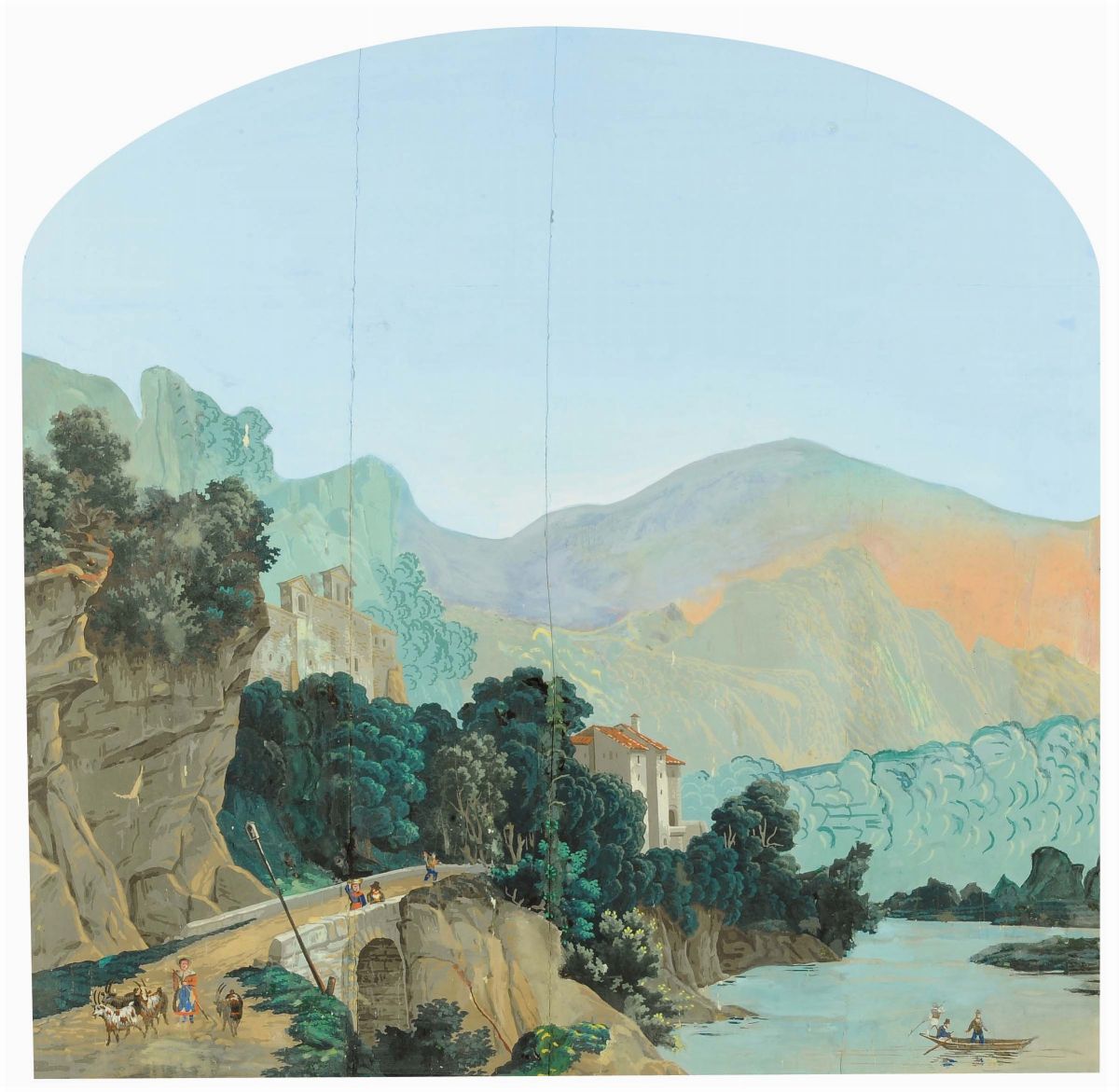 Anonimo del XIX Secolopaesaggi Montani con Casolari