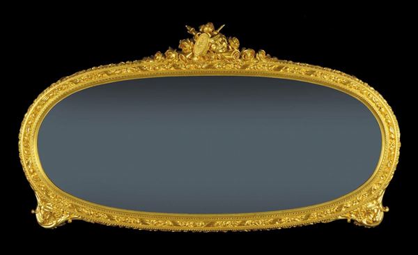 Coppia di specchiere in legno intagliato e dorato, inizio XIX secolo