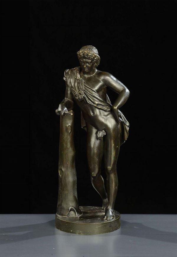 Figura classica maschile in bronzo brunito, fine XIX secolo