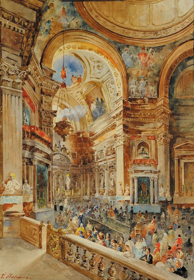 Anonimo del XIX secolo Interno di San Gennaro  - Auction 19th and 20th century paintings - II - Cambi Casa d'Aste