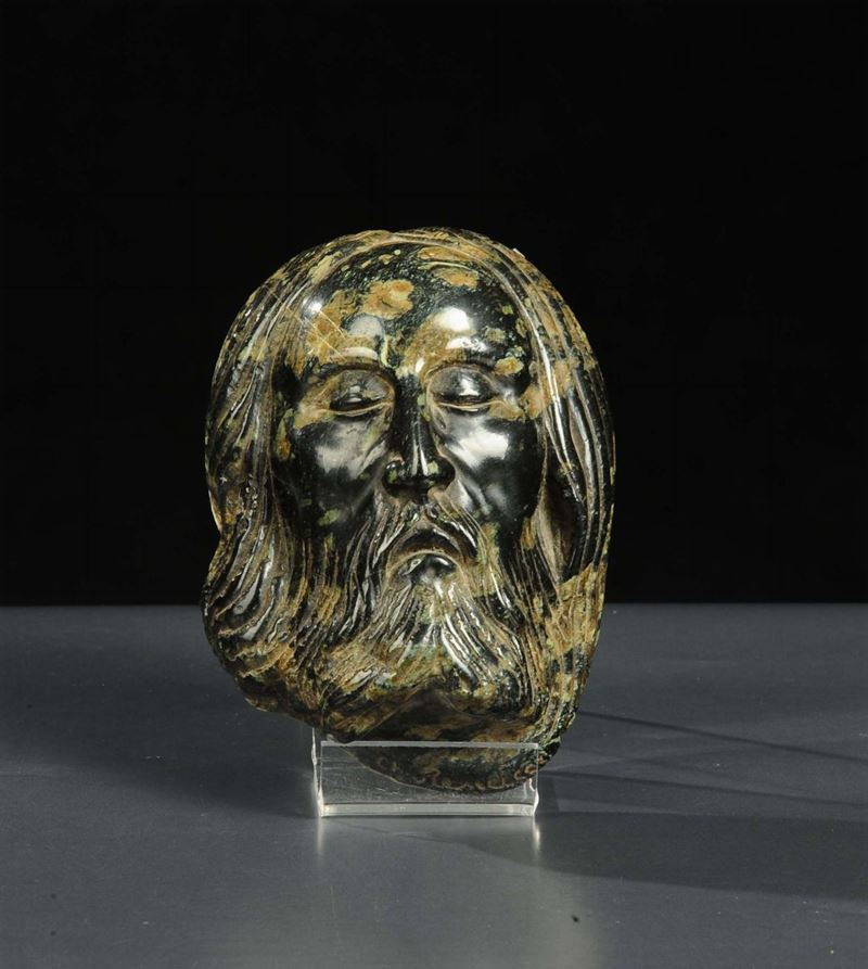 Volto di Cristo in pietra dura, XIX secolo  - Auction Antiquariato, Argenti e Dipinti Antichi - Cambi Casa d'Aste