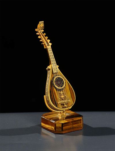 Chitarra in Bronzo e Pietra Dura Occhio di Tigre