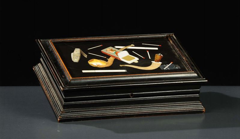 Scatola portasigari in legno ebanizzato, fine XIX secolo  - Asta Antiquariato, Argenti e Dipinti Antichi - Cambi Casa d'Aste