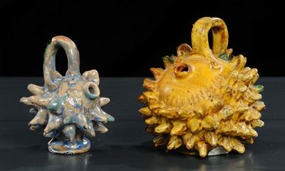 Due Brocche per Acqua di Forma Zoomorfa in Terracotta Seminaria, Fine XIX Inizio XX Secolo