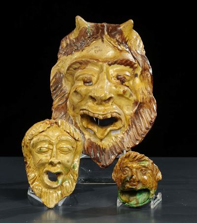 Tre Figure Antropomorfe Malammo in Terracotta Seminaria, Fine XIX Inizio XX Secolo