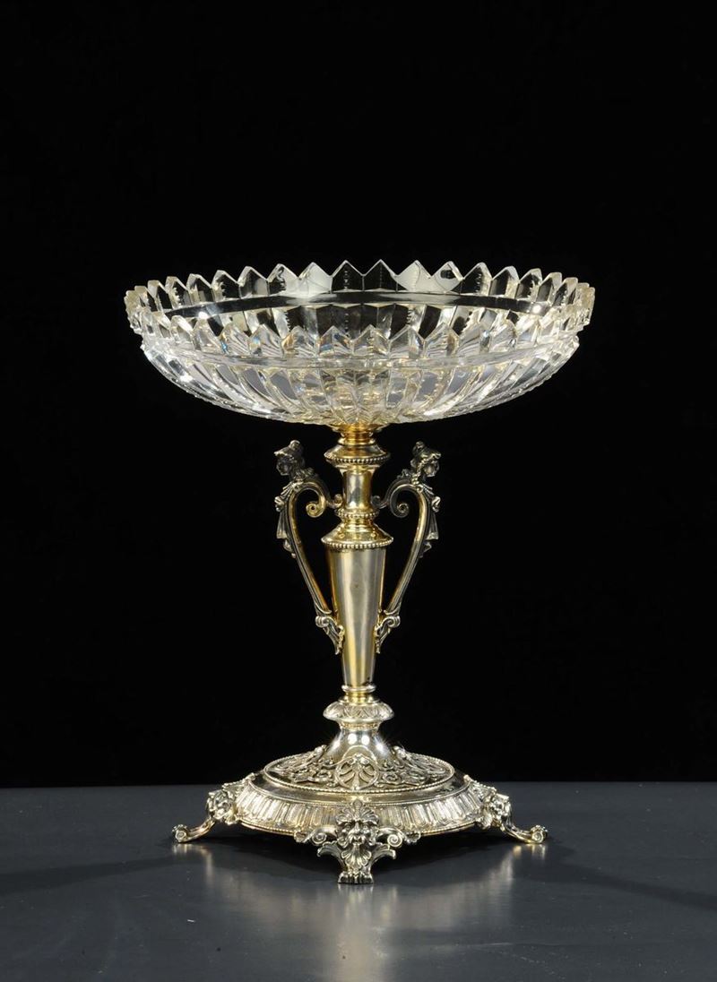 Alzata in argento con coppa in cristallo  - Auction Antiquariato, Argenti e Dipinti Antichi - Cambi Casa d'Aste
