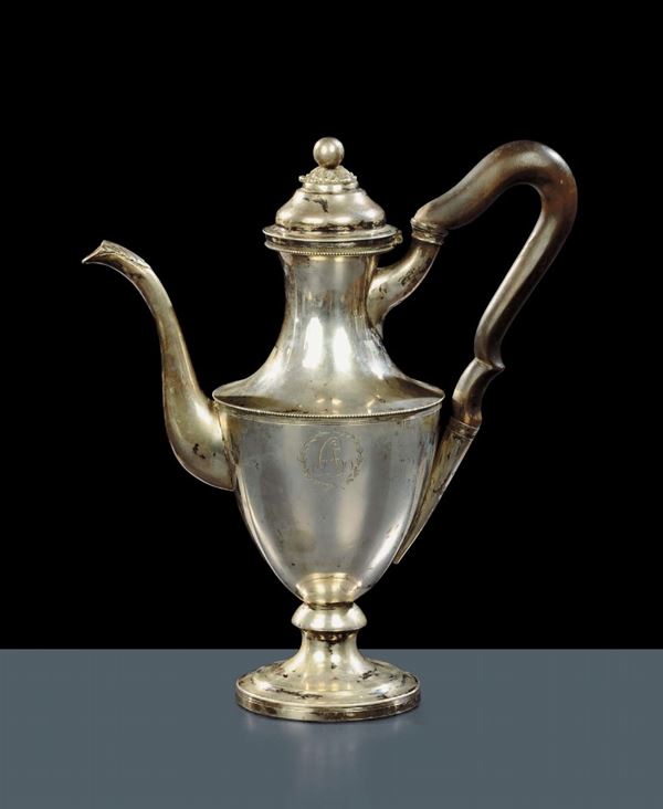 Caffettiera Neoclassica con manico in legno, Firenze XVIII-XIX secolo