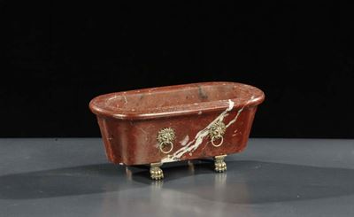 Modello di Vasca in Marmo Rosso con Applicazioni in Argento, XX Secolo