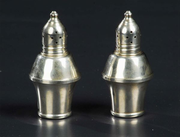 Coppia di sale pepe in argento sterling