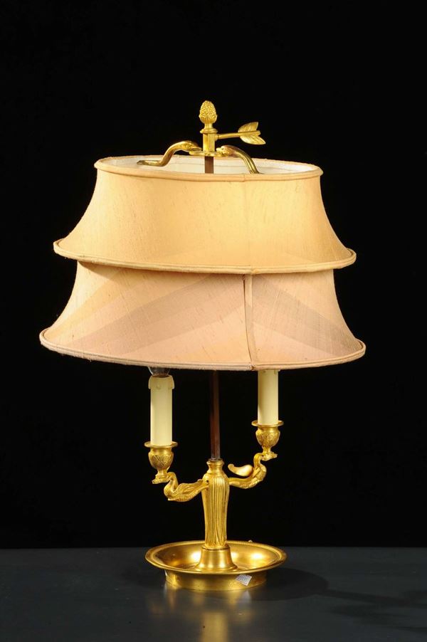 Lampada da tavolo Impero in bronzo dorato, XIX secolo