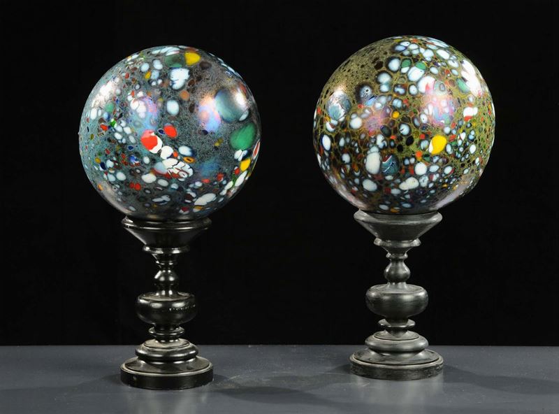 Coppia di sfere decorate a Murrine  - Auction Antiquariato, Argenti e Dipinti Antichi - Cambi Casa d'Aste