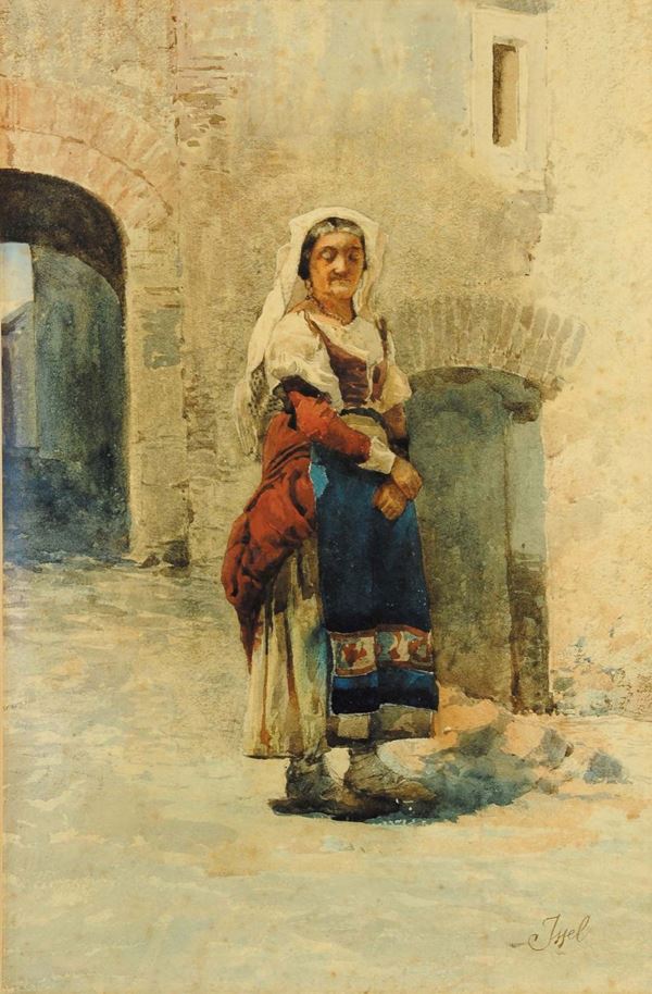 Alberto Issel (1848-1926) Figura in abito tradizionale