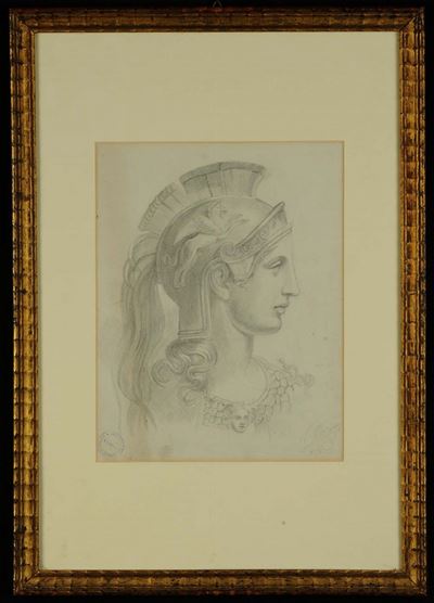 Disegno Raffigurante Testa Romana, XIX Secolo