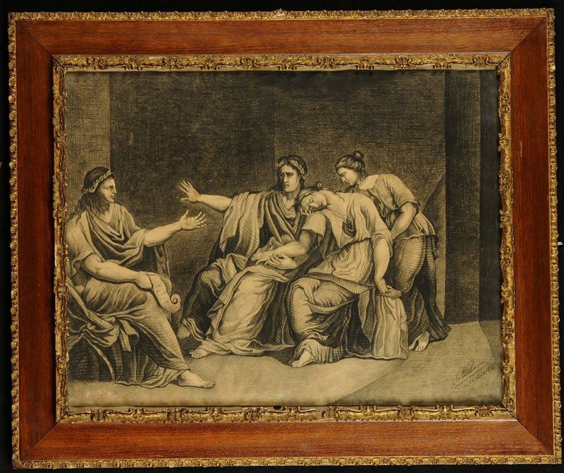 Anonimo del XIX secolo Virgilio legge lÕEneide a Ottavia e Augusto, 1896  - Asta Antiquariato, Argenti e Dipinti Antichi - Cambi Casa d'Aste