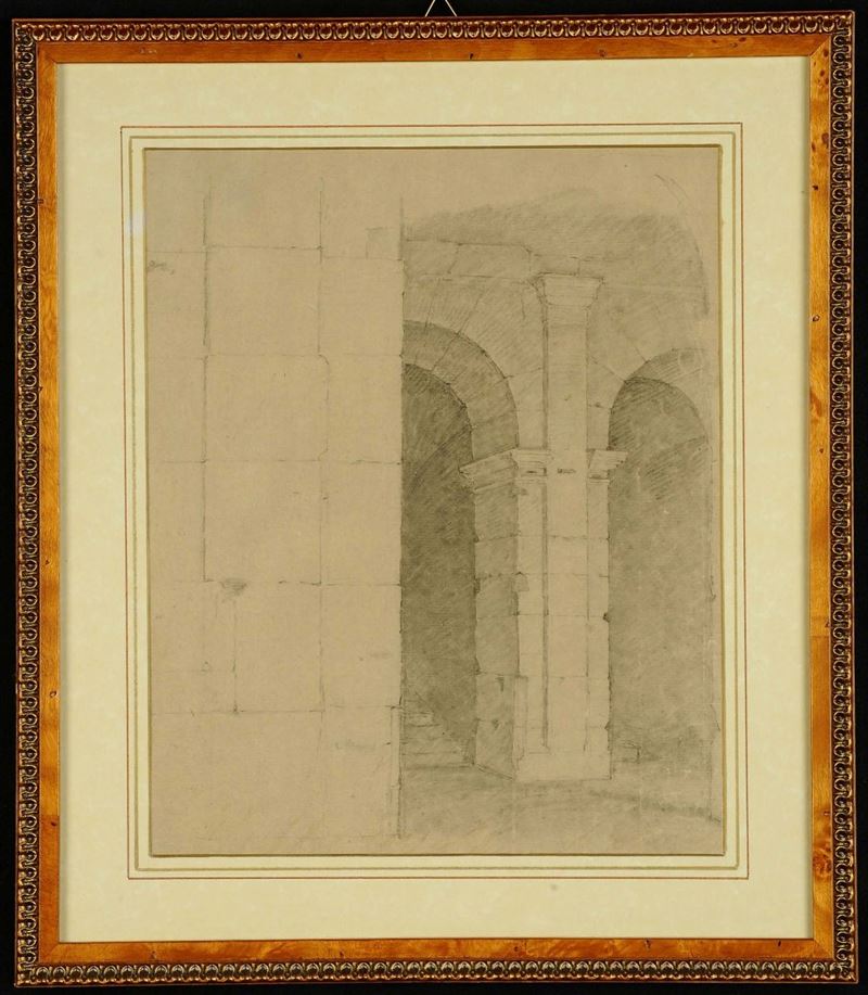 Disegno raffigurante architetture (arco del Colosseo)  - Asta Antiquariato, Argenti e Dipinti Antichi - Cambi Casa d'Aste