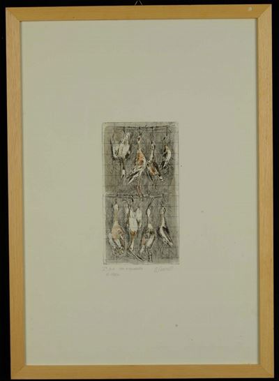 Oscar Saccorotti (1898-1986)otto Uccelli Palustri Appesi a Canne, 1979